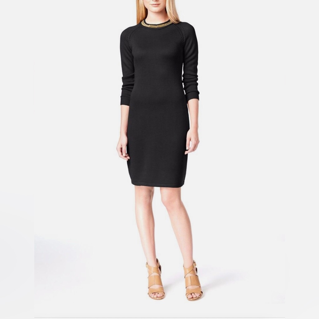 Calvin Klein Chain Trim Sweater Dress Size M